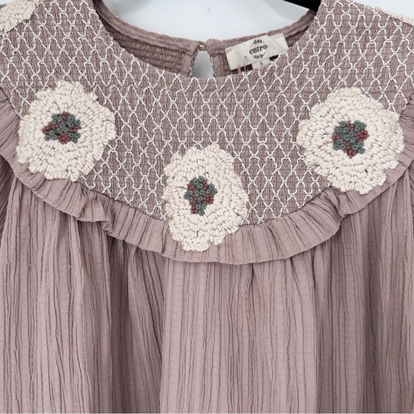 🤎Embroidery Peasant Style Puff Sleeve Blouse ENTRO Brand NWT Size S - Picture 4 of 13